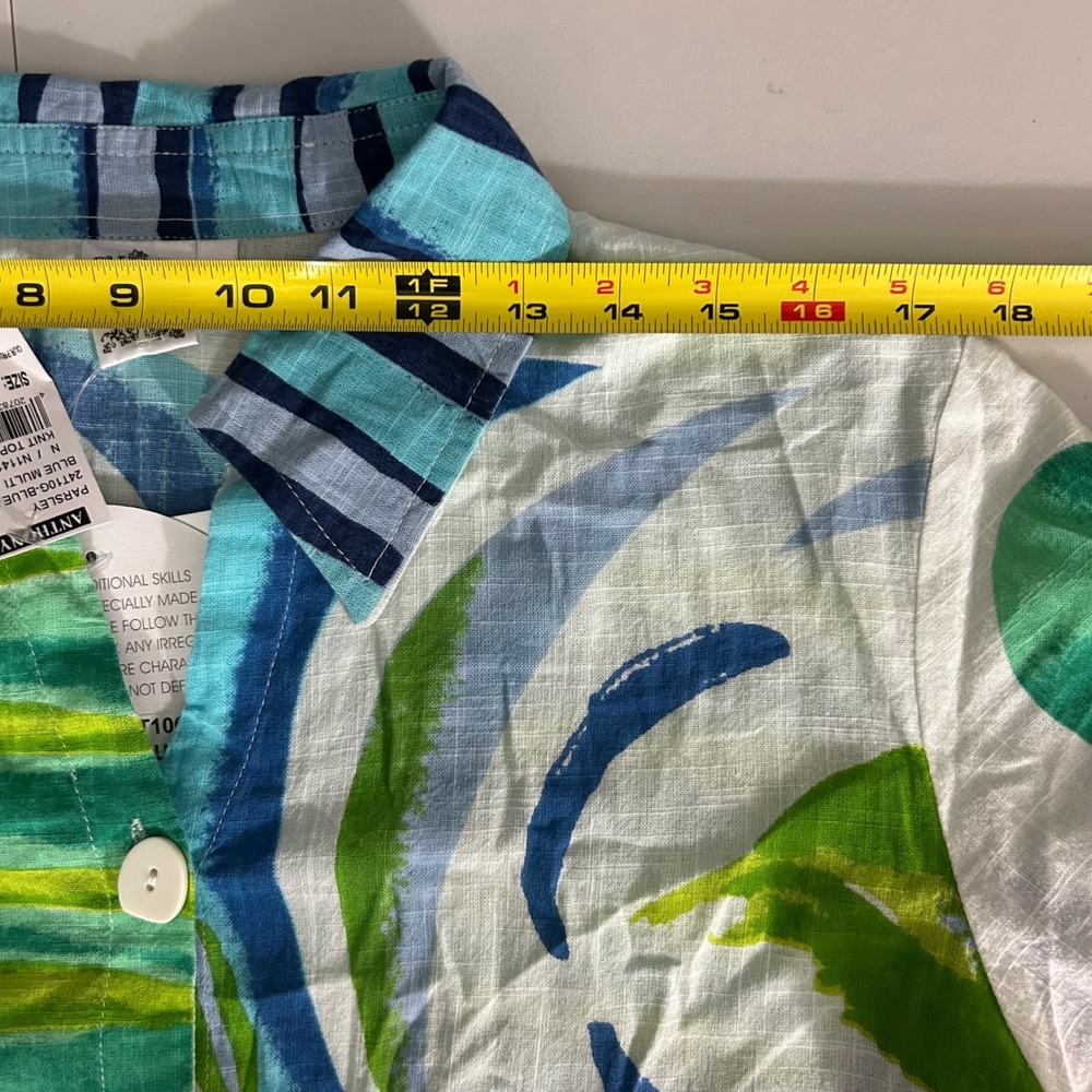 NWT Parsley & Sage Womens XL Shirt Blue Green Abstract Cotton Button Up - Picture 5 of 9
